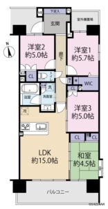 デュオ沼津ビューテラス　5階　4LDK（81.16㎡）東南角住戸の画像