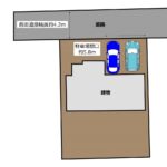 【区画図】前面道路の幅員約4.2ｍ、駐車場間口が約5.8ｍとなっております。団地内で交通量も少ないため落ち着いて駐車することができます。