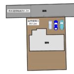 【区画図】前面道路の幅員約4.2ｍ、駐車場間口が約5.8ｍとなっております。団地内で交通量も少ないため落ち着いて駐車することができます。