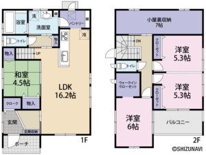 沼津市大岡　戸建て　間取り図