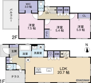 【新築分譲住宅】沼津市大岡　3LDK　１期　１号棟の物件画像