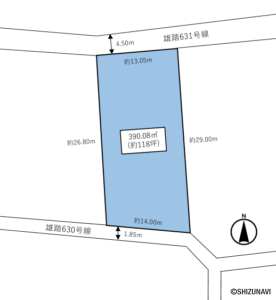 浜松市中央区雄踏町宇布見　100坪以上　売土地の画像