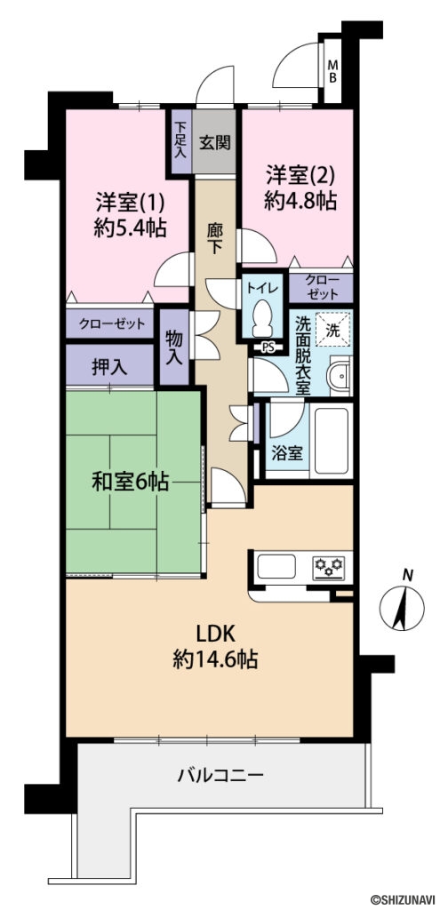 沼津市岡一色　プリンスマンション沼津　間取り図面