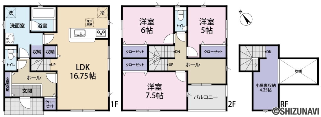 富士市岩本第14　間取り図の新築一戸建て3LDK