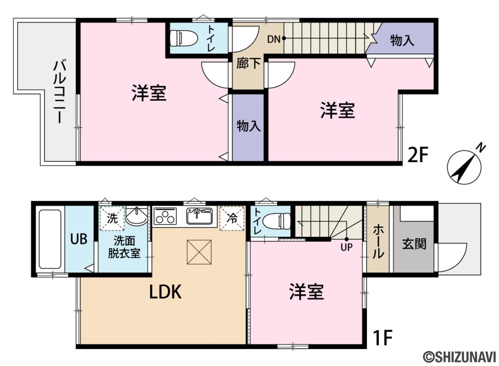 葵区新富町1　間取図の中古住宅3LDK