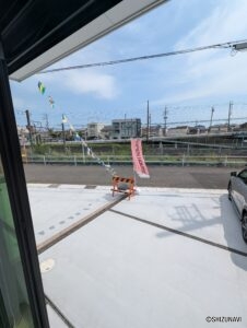 1号棟　リビング窓風景の画像です。