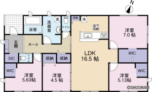 浜松市天竜区船明　最終1棟　4LDK　平家　2025年5月完成予定の物件画像