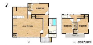 【リフォーム後/間取り図】１階にはLDKと廊下の２方向からアクセスできる洋室があり、平屋的な使い方も可能です。また、２階にお手洗いがあるのも嬉しいポイントですね。