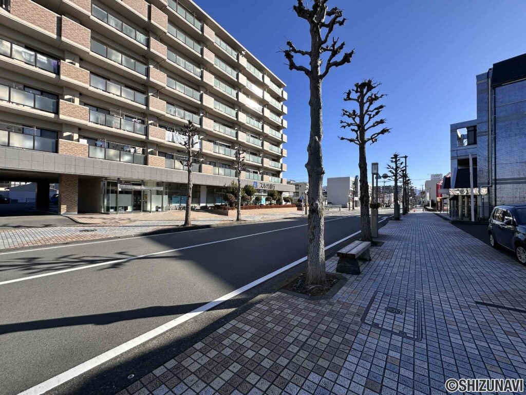 前面道路は下土狩駅に向かうメイン道路。