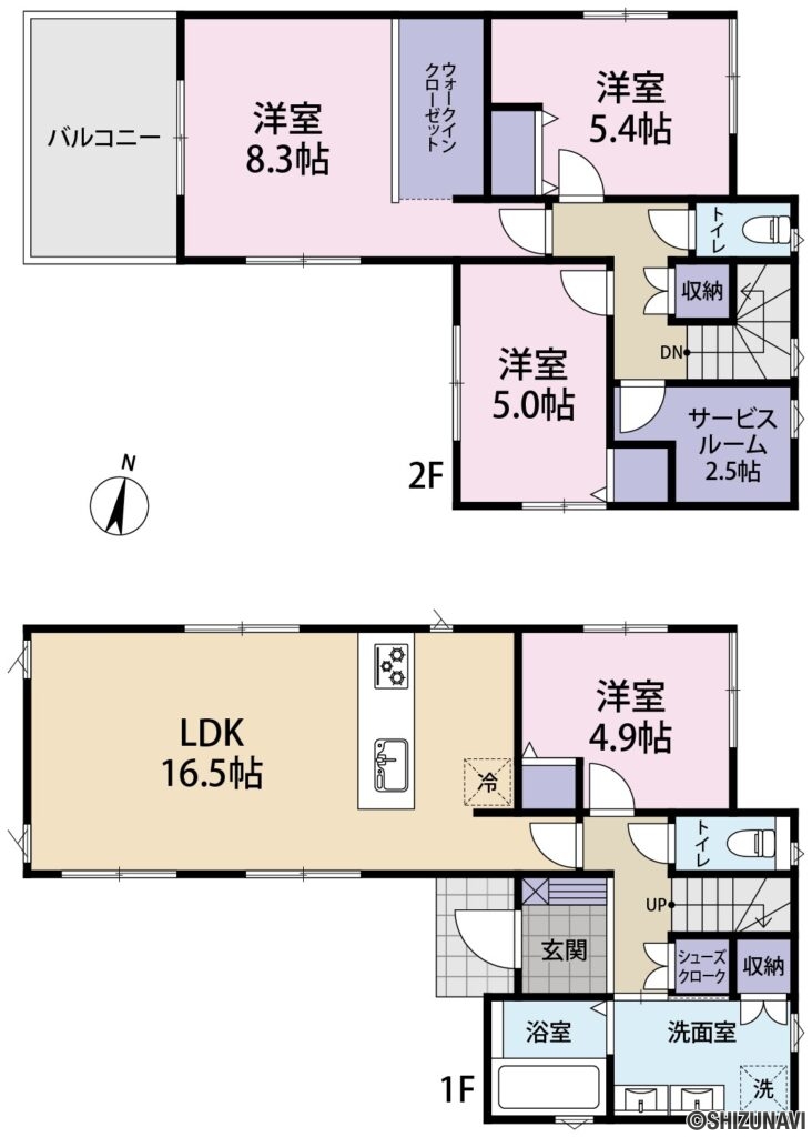 【新築建売住宅】函南町間宮1期　3号棟　4LDKの4LDKの間取り図