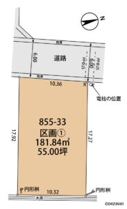 1号地区画図（大岡豆生田分譲地）