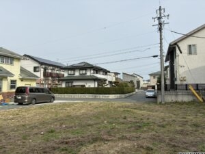 土地の中から道路を見て撮影