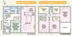 富士市 入山瀬 (入山瀬駅) 2階建 4LDK　1号棟の物件画像
