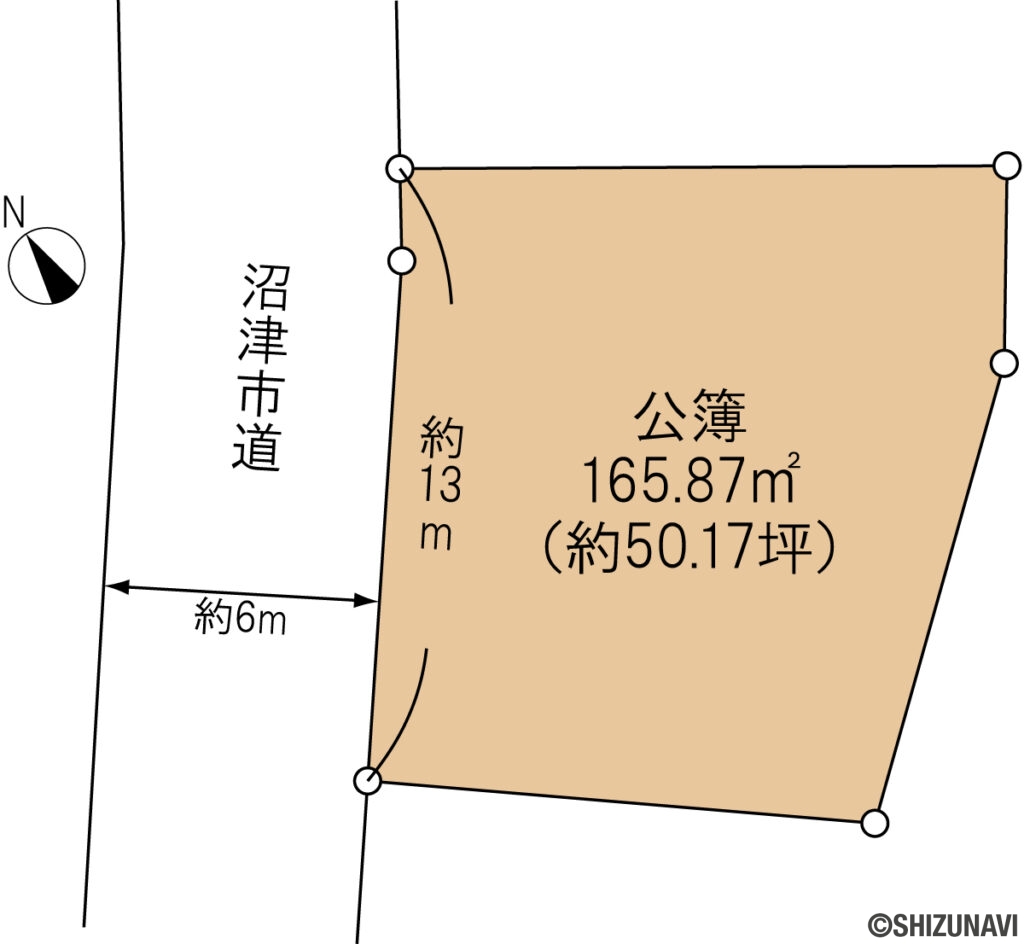沼津市大岡　売り土地　土地形状図