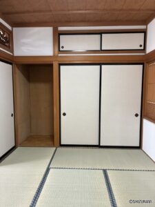 和室には大きな収納もついておりますので物の置き場には困りません。
