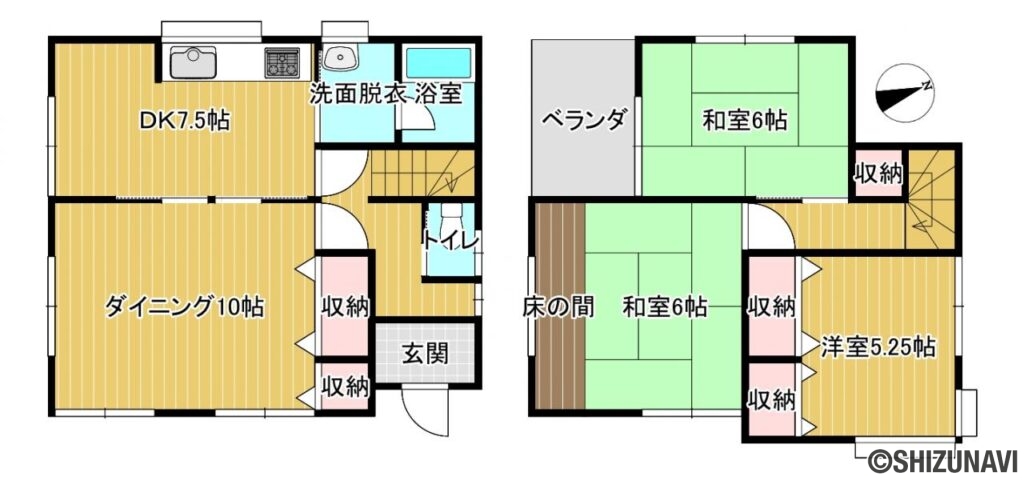 カチタス　藤枝市高岡3丁目　間取り図の中古住宅3LDK