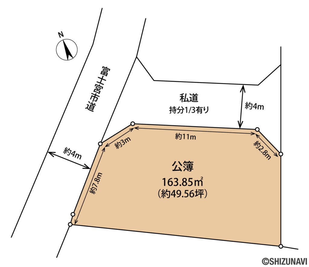 富士宮市小泉　中古住宅　土地概略図