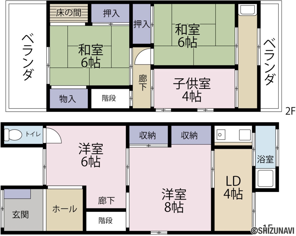 駿河区馬渕1丁目　中古戸建　4LDKの4LDKの間取り図