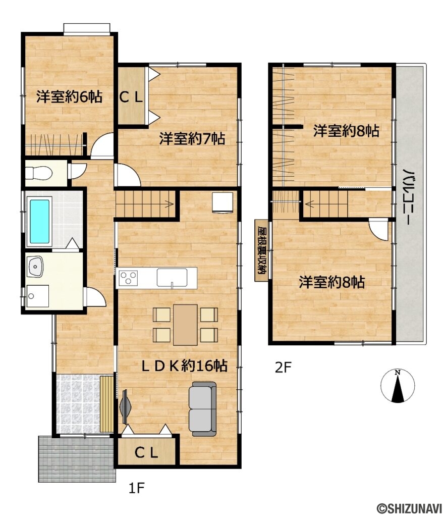 カチタス　益津下　間取り図の中古住宅4LDK（リフォーム予定後の間取り図です）