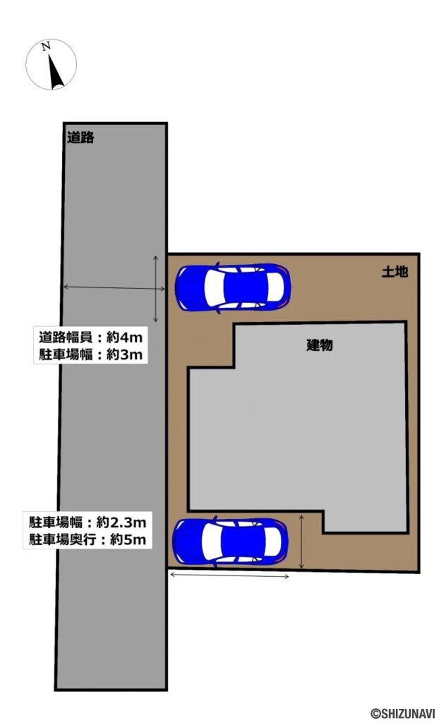 【リフォーム前/区画図】南側お庭部分にもう一台分の駐車スペースを造成予定です。