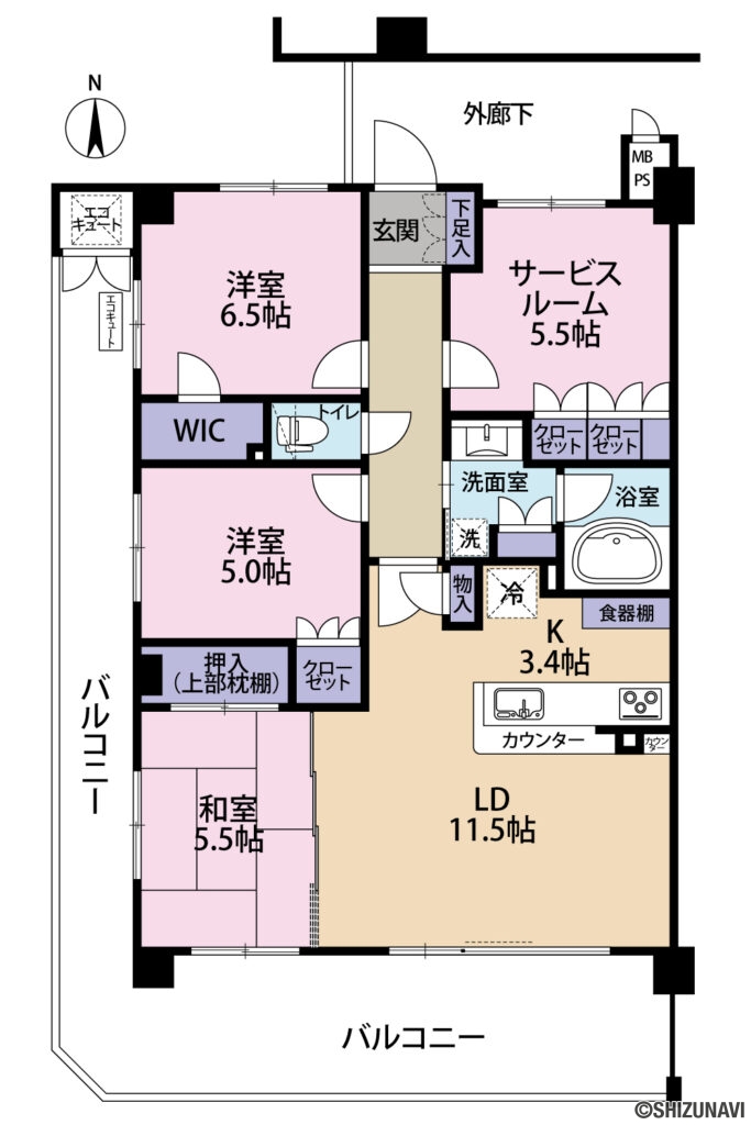 サンクレイドル清水柿田川間取図