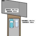 【区画図】ガレージは間口約4.5m、奥行約6mです。