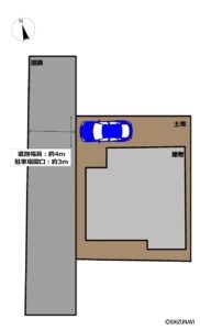 【リフォーム前/区画図】南側お庭部分にもう一台分の駐車スペースを造成予定です。