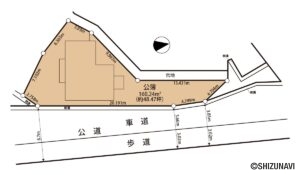 裾野市富沢　中古住宅　土地形状図