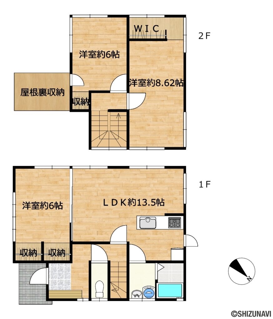 【リフォーム後間取り図（予定）】フロアタイル貼り、クロスの張替え、建具交換、水回り設備交換、照明交換等を行う予定です。3LDKで各居室に収納があるのが嬉しいですね。