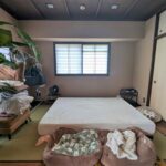 和室：琉球畳が入っています。天井はクロスではないので、落ち着いた空間になっています。