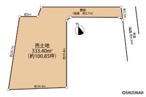 富士市入山瀬に１００坪超えの土地（古家付き）が出ました。解体更地渡しの物件画像