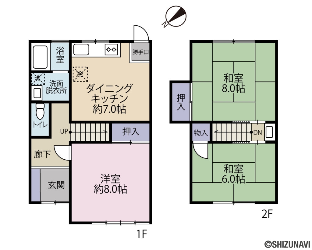 田方郡函南町平井　中古住宅の3DKの間取り図