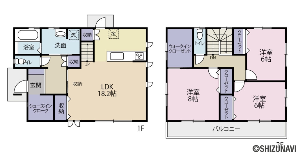 安久路 戸建ての中古住宅3LDK（リビングダイニングキッチン約18.2帖、洋室約8帖・約6帖・約6帖）
