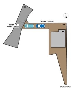 【区画図】縦列2～3台駐車可能です。