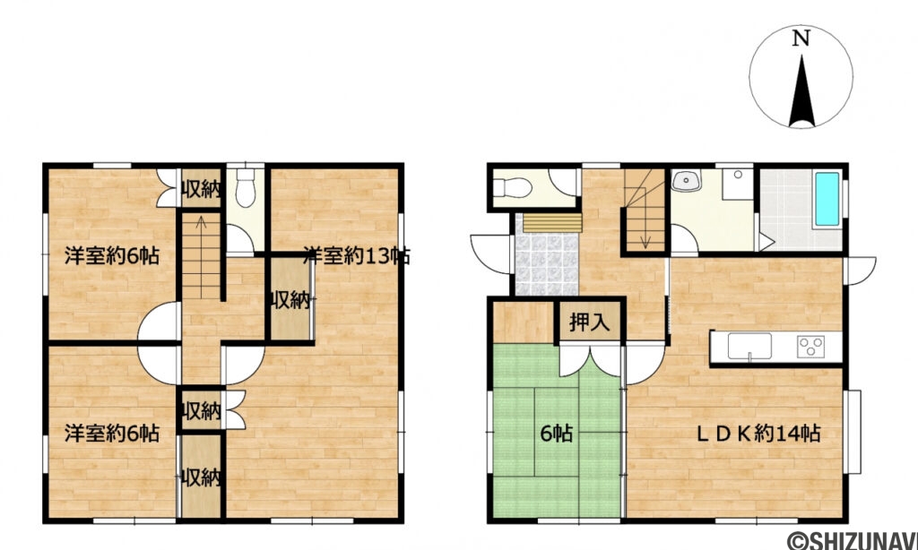 【間取り図】毎日使う浴室と洗面室は拡張し、使い心地の良い広さになりました。
