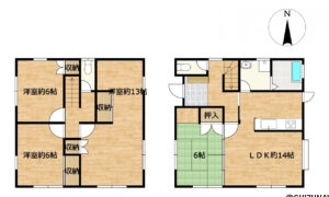 【間取り図】毎日使う浴室と洗面室は拡張し、使い心地の良い広さになりました。