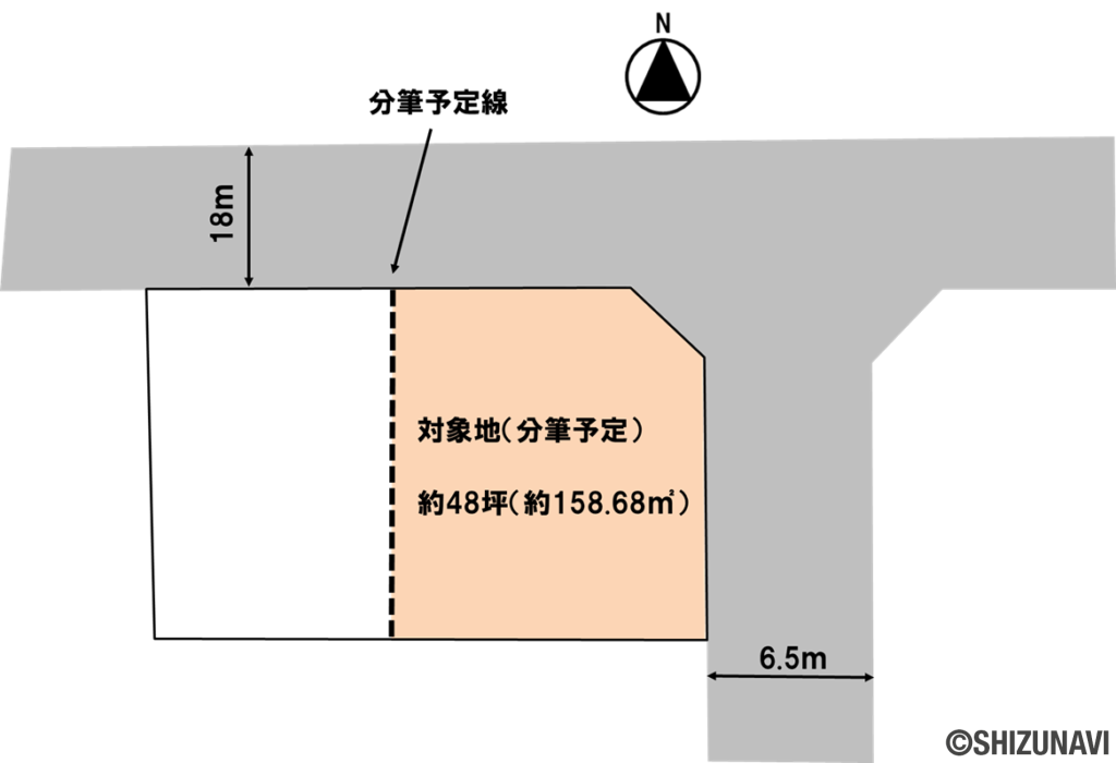 分筆前につき、土地面積は変更となる可能性があります。