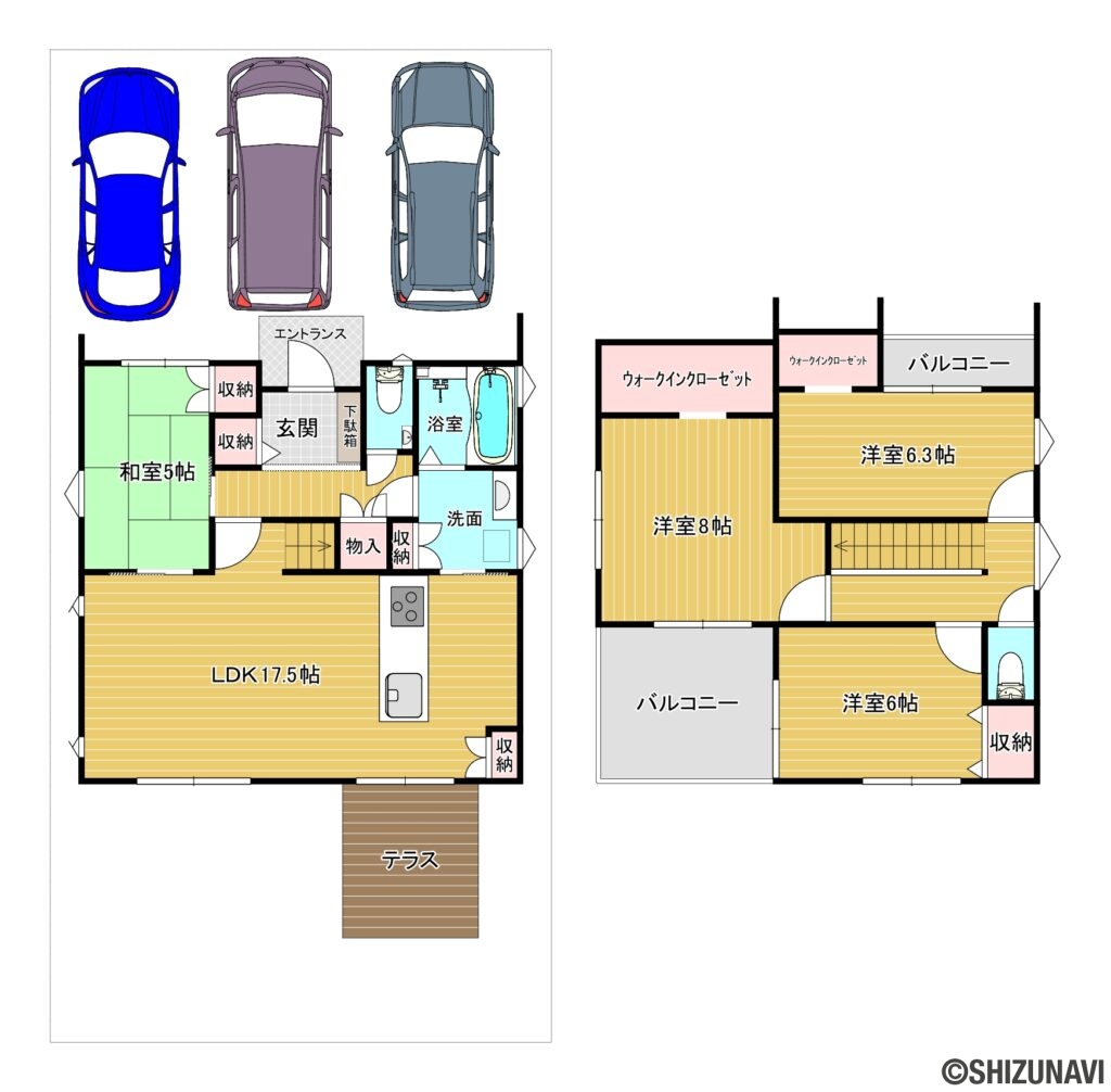 静岡市　駿河区広野6丁目19-22　間取り図の中古住宅4LDK
