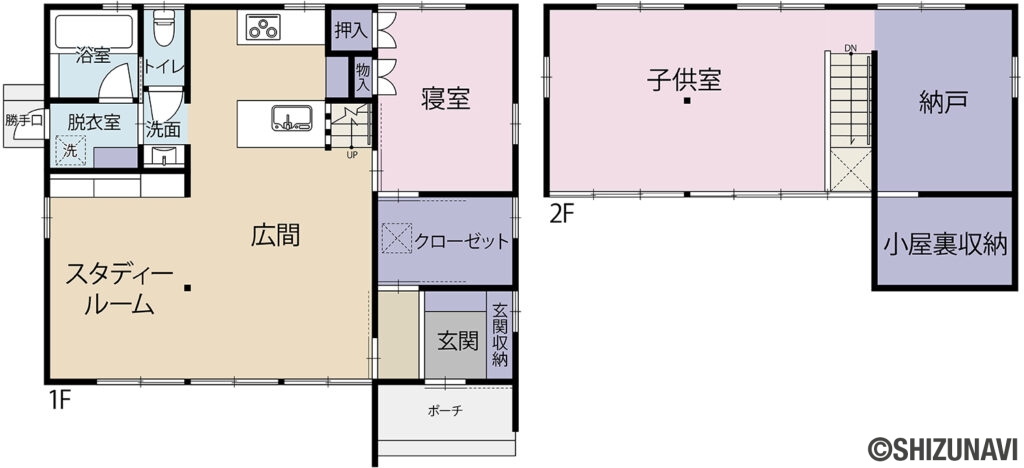 掛川市和光3丁目　中古住宅　無垢材の家の2SLDKの間取り図