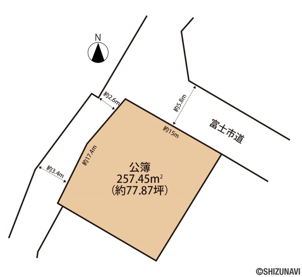 富士市厚原　中古住宅　土地形状図