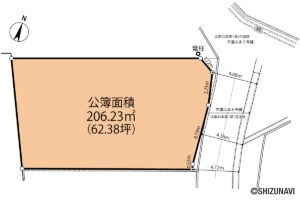 富士宮市山本　中古住宅　土地形状図