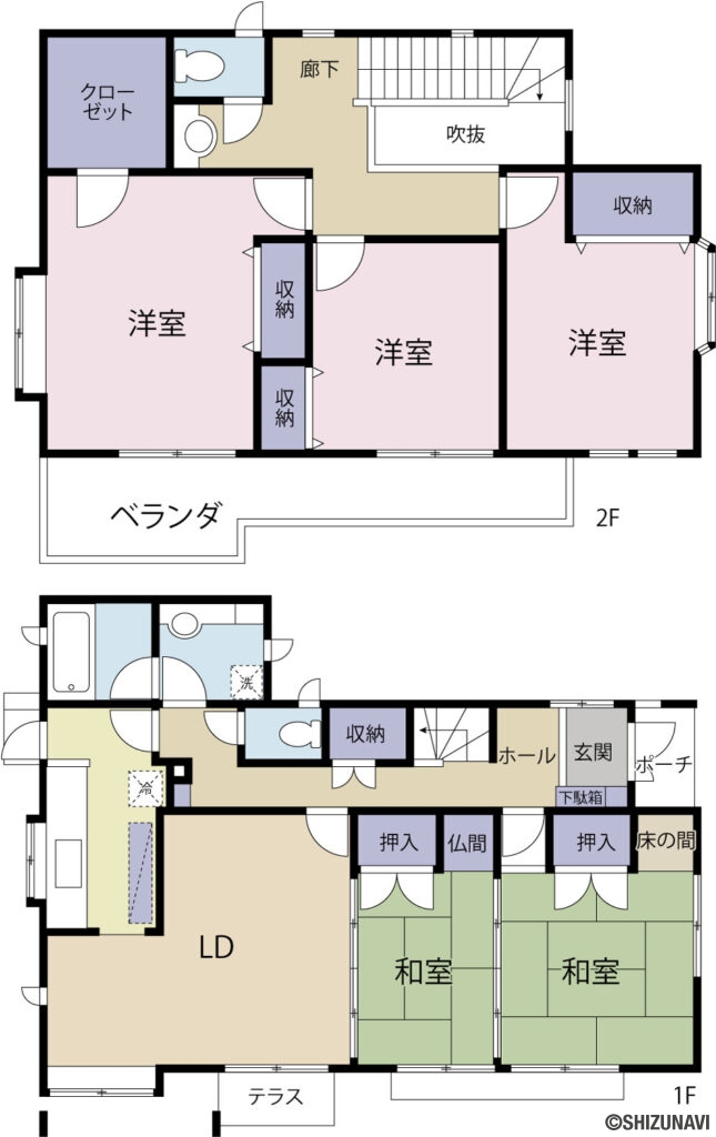 藤枝市清里一丁目　中古住宅の5LDK（LDK17.4帖
和室6帖
和室8帖
洋室9.2帖
洋室6.3帖
洋室6.9帖）の間取り図