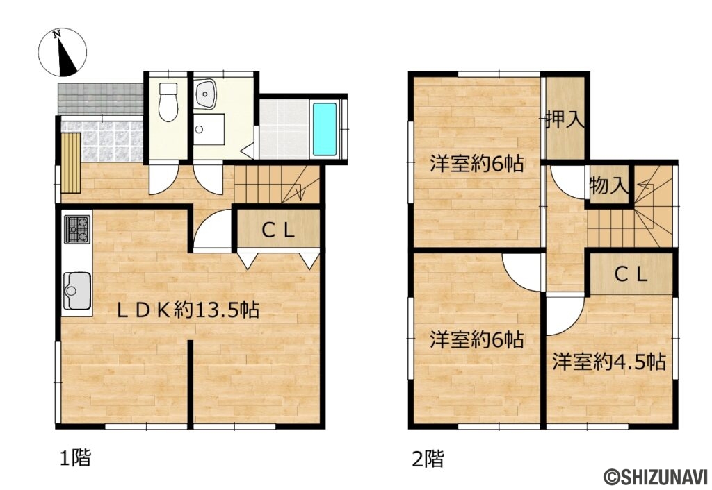入山瀬間取り図の中古住宅3LDK