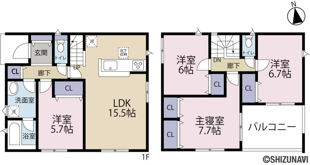 富士市中里第9　2号棟　間取りの新築一戸建て4LDK