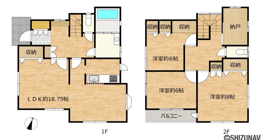清水区田町　中古住宅　積水ハウス施工　辻小/第一中学区の4SLDKの間取り図