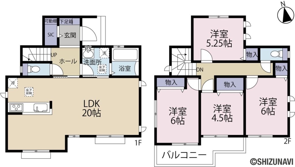 ハートフルタウン沼津大岡Ⅴ　A棟の4LDKの間取り図