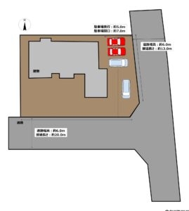 【区画図】駐車場拡張工事を実施予定です。工事後は駐車4台可能になります。