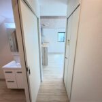 １号棟　リビングまでのアクセストイレ・洗面・リビングがアクセスしやすい間取です。