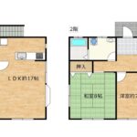 【リフォーム予定／間取図】1階：水回り交換、フローリング張り、壁天井クロス張替え、照明交換、クリーニング　2階：一部壁クロス張替え、クリーニングを行います。