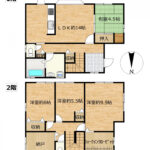 【間取り図】1階に和室が1部屋ある4SLDKの建物です。ウォークインクローゼットや納戸があるので収納力も兼ね備えた間取りです。